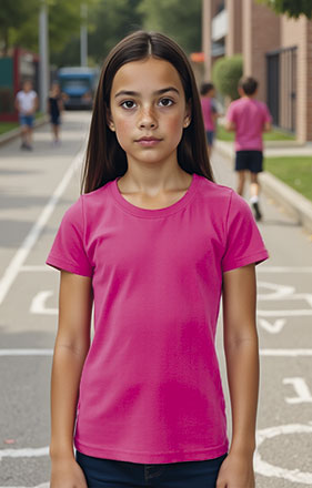 T-shirt feminina (2 a 14 anos - M/ curta)